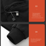 LITEGUEST USB Heated Hoodie 5-Zone Heated Zip-up Hooded Sweatshirt