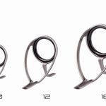 Set of boat rod guide rings in multiple sizes with black inner rings