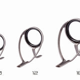 Set of boat rod guide rings in multiple sizes with black inner rings