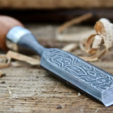 Premium Damascus Chisel for Wood Carving - 4x1 Inches Blade