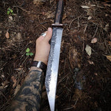 Custom Handmade Hand Forged 1095 Steel Viking Seax Knife with Rosewood Handle and Brass Guards by KBS Knives Store