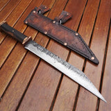 Custom Handmade Hand Forged 1095 Steel Viking Seax Knife with Rosewood Handle and Brass Guards - 12 inches by KBS Knives Store