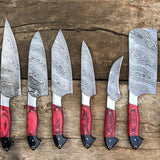 08 PCS Damascus Steel Kitchen Knives Set