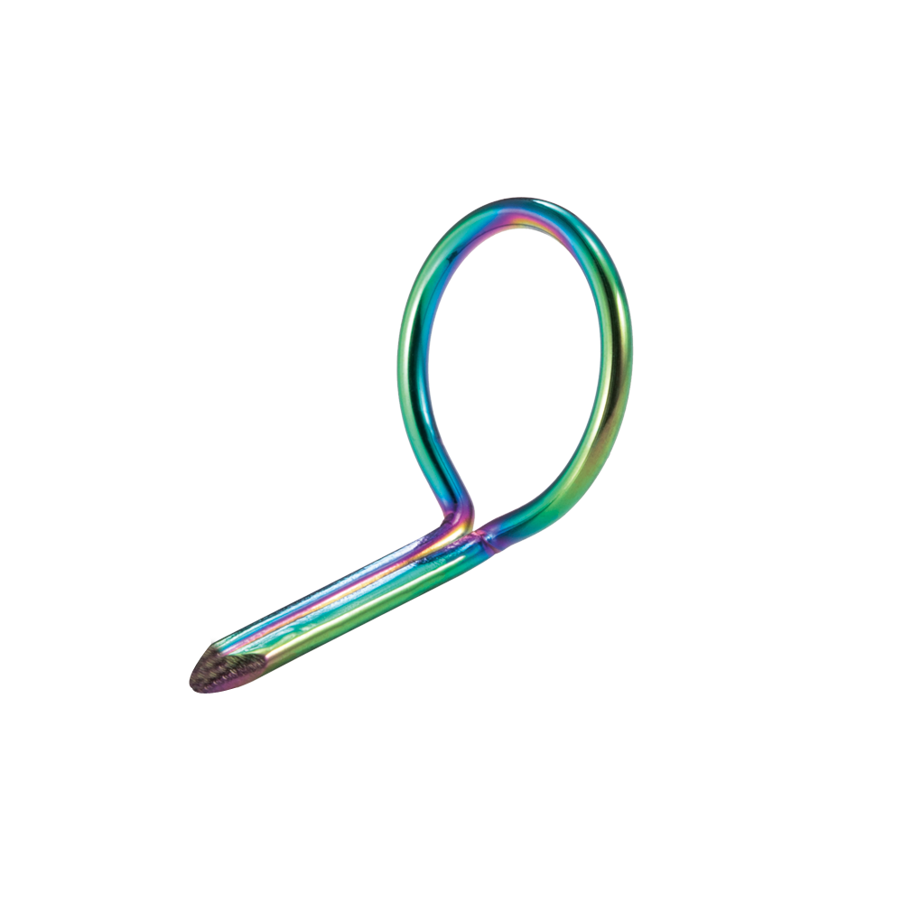 Iridescent ADAMAN™ coated fly guide ring with rainbow sheen oval loop