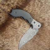 Everyday Carry Custom Handcrafted Damascus Steel Folding Pocket Knife with Buffalo Horn & Damascus Bolster Handle – The Legacy