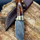 Skinning Blade Damascus Steel Knife with Rosewood Handle, 8-inch