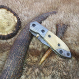 Everyday Carry Damascus Steel Folding Pocket Knife with Bone Handle – The Ivory Edge