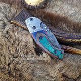 Everyday Carry Damascus Steel Folding Pocket Knife with Multi-Color Wood Handle – The SpectrumEdge