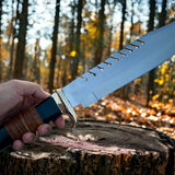 Frontier Legend Bowie Knife – Custom Handmade D2 Steel Blade with Stacked Leather Handle, 16" Overall Length