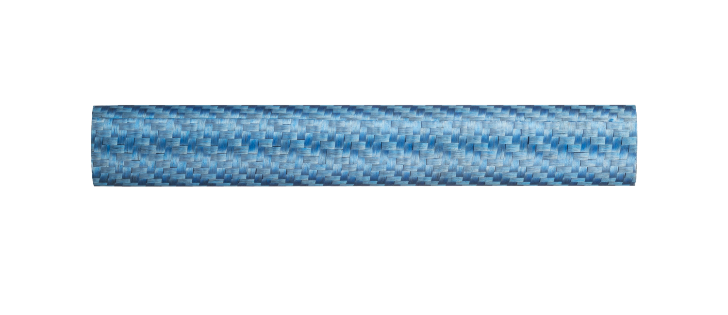 Blue carbon fiber reel seat insert sleeve with woven texture