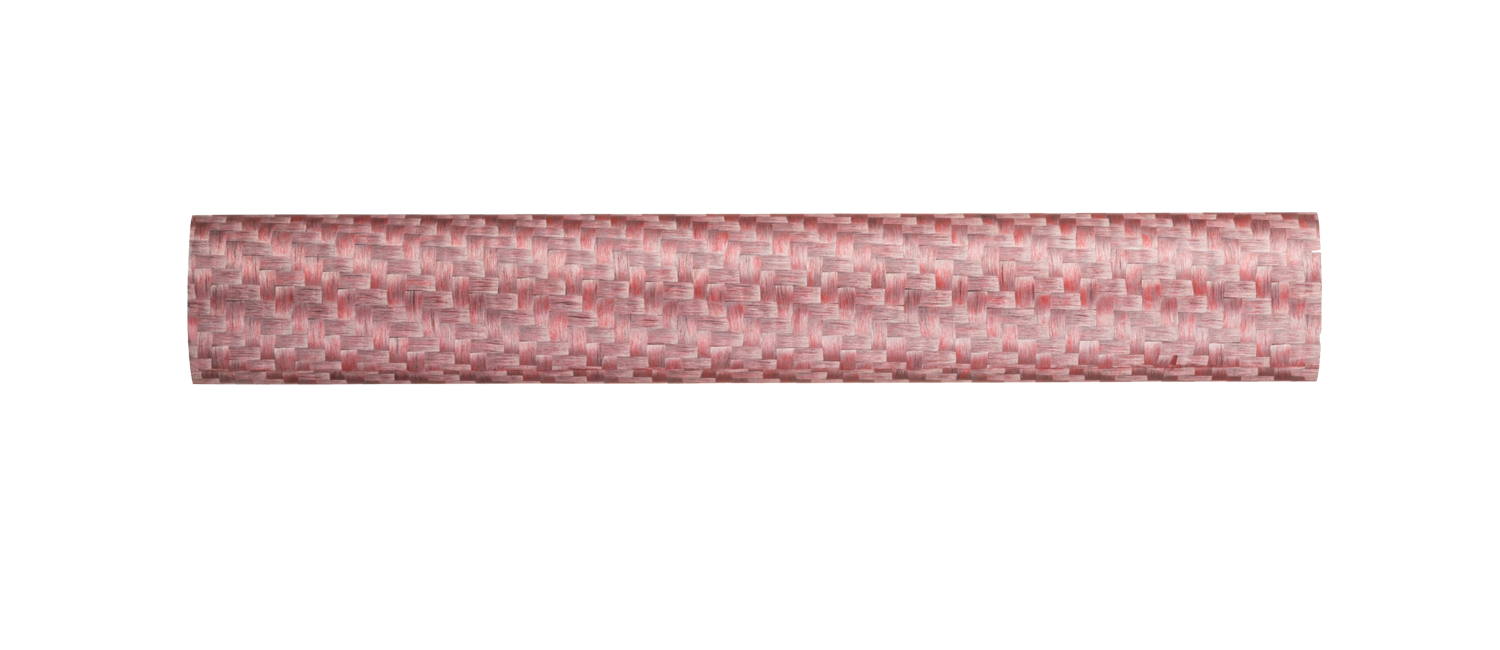 Pink carbon fiber reel seat insert sleeve with woven texture