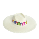 Western Wide Brim White Palm Leaf Straw Hat