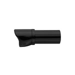 Black cylindrical hood with integrated nut connector