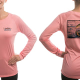 Women's Sun Protective Fishing Shirt Pretty Pink/Rainbow Reflections