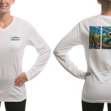 Women's Sun Protective Fishing Shirt White/Tarpon Layup