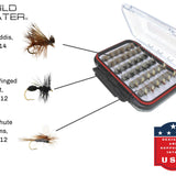 Dry Fly Assortment, 72 Dry Flies | 2 Sided Fly Box | Wild Water Fly Fishing
