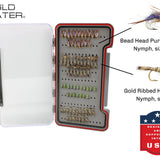 Nymph Fly Assortment, 72 Flies | Low Profile Fly Box | Wild Water Fly Fishing