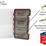 Nymph Fly Assortment, 72 Flies | Low Profile Fly Box | Wild Water Fly Fishing