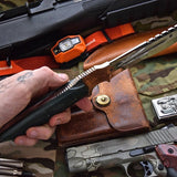 Combat Bushcraft Survival Camping Knife - Custom Handcrafted D2 Mirror Polished Steel Blade, Micarta G10 Handle, 13.5" Overall Length | Leather Sheath | KBS Knives