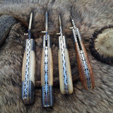 Everyday Carry Deal of 3 Damascus Steel Folding Pocket Knives with Bone and Burl Olivewood Handles – The Trio Edge