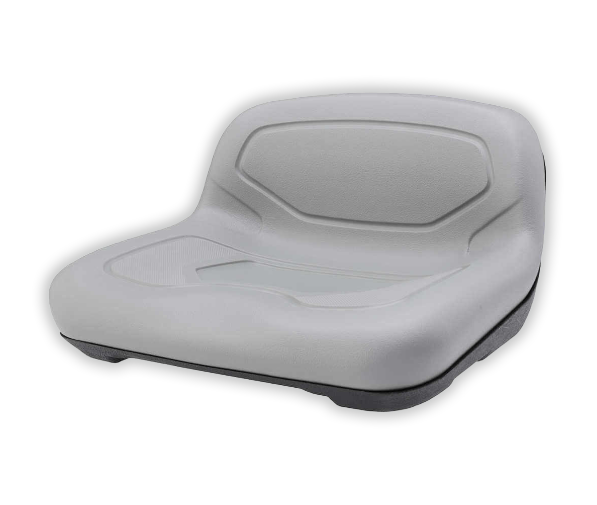 Light gray padded low-back rower seat with contoured backrest