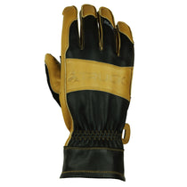 Two-tone M4 work glove in black and tan with knit cuff and finger seams