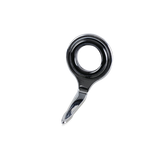 Black single-foot guide with ceramic ring and metal frame, side view