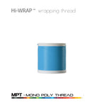 Hi-WRAP™ mono poly thread spool, medium blue thread on white plastic bobbin