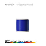 Hi-WRAP™ mono poly thread spool, dark blue thread on white plastic bobbin