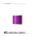 Hi-WRAP™ mono poly thread spool, purple thread on white plastic bobbin