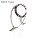 Boat rod guide frame with black ring and silver metal legs