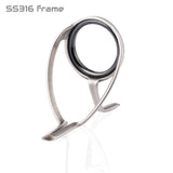 Boat rod guide frame with black ring and silver metal legs
