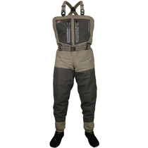 Whetstone II chest waders in elk tan with dark legs and neoprene booties