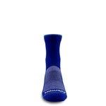 Blue merino wool running socks, micro mini crew; gray heel knit and MINUS33 toe band.