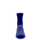 Blue merino wool running socks, micro mini crew; gray heel knit and MINUS33 toe band.