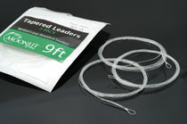 Moonlit tapered leaders with welded loop, clear monofilament line with metal loop