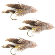 Streamer fly set, brown mottled feather streamer with gold hook
