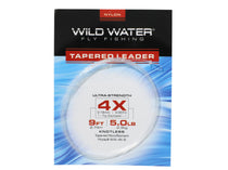 Tapered nylon monofilament leader line spool, 4X, 9 ft, clear, Wild Water