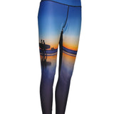Two Surfers Ocean Print Patterned All Sport Leggings