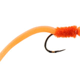 Tungsten Bead Head Squirmy Worm, Size 12 | Orange | Qty. 6 | Wild Water Fly Fishing