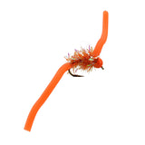 Tungsten Bead Head Squirmy Worm 2.0, Size 12 | Orange | Qty. 6 | Wild Water Fly Fishing