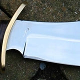 Oregon Bowie Knife - Custom Handcrafted 1095 High Carbon Steel Blade, Rosewood Handle with Brass Guard and Antler Crown, 14" Overall Length | Leather Sheath | KBS Knives