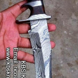 Original Bowie Knife - Full Tang Damascus Steel Blade, Rosewood Handle, Damascus Guards | KBS Knives