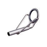 Titanium rod guide ring with metal frame and dark insert