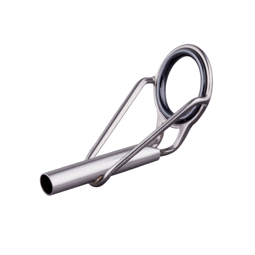 Titanium rod guide ring with metal frame and dark insert