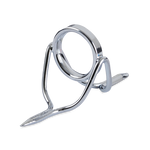 Polished silver boat rod guide with oval ring and V-shaped frame