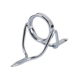 Polished silver boat rod guide with oval ring and V-shaped frame