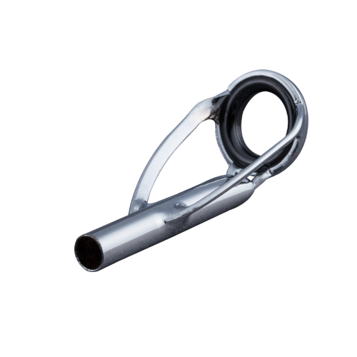 Silver rod guide with black zirconia ring, sandblasted frame, metal tube