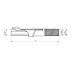 Spinning reel seat technical drawing showing dimensions and threaded mount