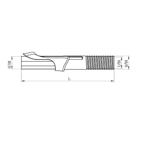 Spinning reel seat technical drawing showing dimensions and threaded mount